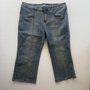 Vtg Route 66 Crop Jeans Womens 24W Blue Denim Wide Leg Stretch High Waist